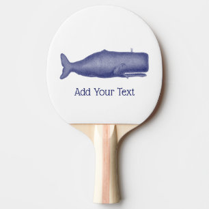 Vintage 19th Century Stylized Whale #1 N Blue Ping Pong Paddle