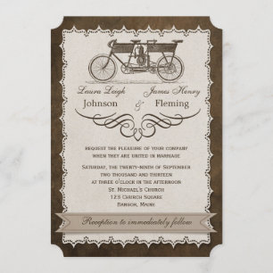 Vintage 19th Century Tandem Bicycle Wedding Invite