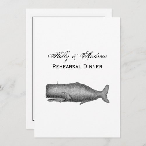 Vintage 19th Century Whale Drawing Invitation