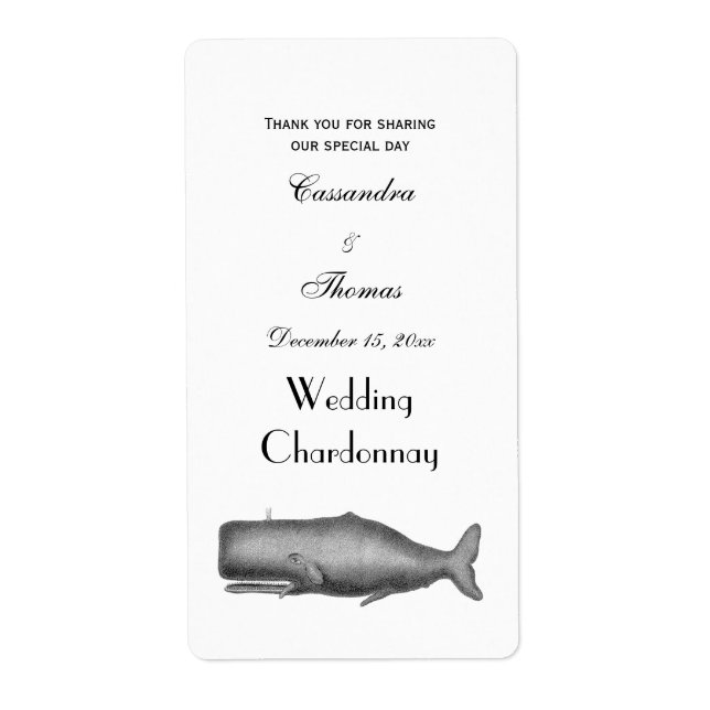 Vintage 19th Century Whale Drawing Label (Front)