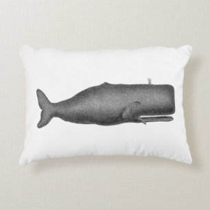 Vintage 19th Century Whale Drawing N Accent Pillow