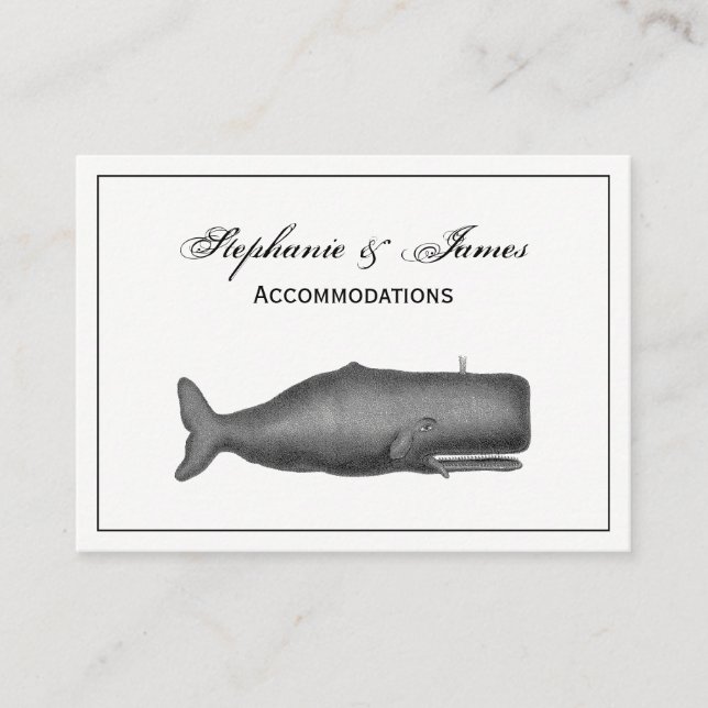 Vintage 19th Century Whale Drawing N Business Card (Front)