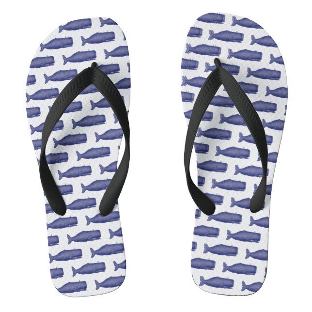 Vintage 19th Century Whale Drawing N Flip Flops (Footbed)