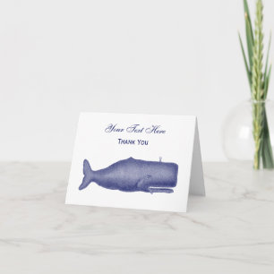 Vintage 19th Century Whale Drawing N Letterpress Thank You Card