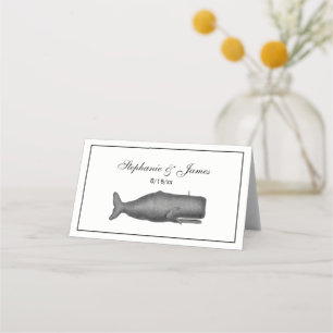 Vintage 19th Century Whale Drawing N Place Card