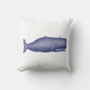 Vintage 19th Century Whale Drawing N Throw Pillow