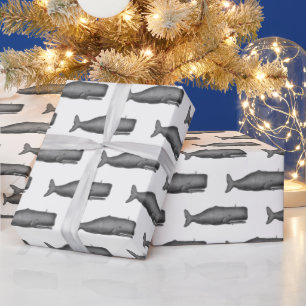 Vintage 19th Century Whale Drawing N Wrapping Paper