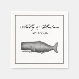 Vintage 19th Century Whale Drawing Paper Napkins