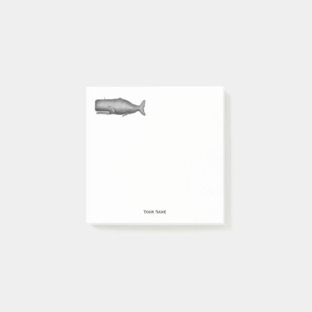 Vintage 19th Century Whale Drawing Post-it Notes (Front)