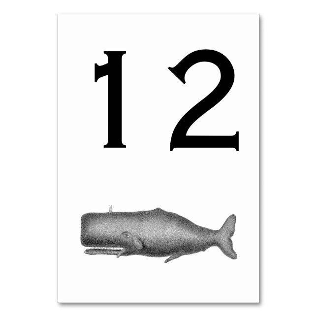 Vintage 19th Century Whale Drawing Table Number (Front)