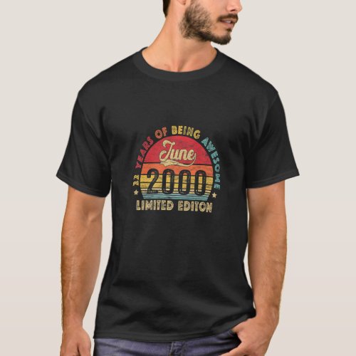 Vintage 2000 22nd Birthday Retro Awesome Since Jun T_Shirt
