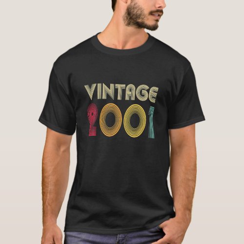 Vintage 2001 22nd Birthday Gift Men Women Retro 22 T_Shirt