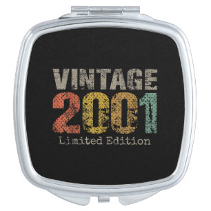 Vintage 2001 Text 25th Birthday Gift Men Women 25 Compact Mirror