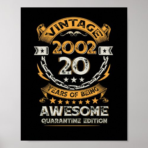 Vintage 2002 20th Birthday 20 Years Old Poster