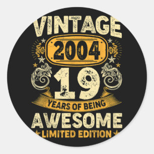 Vintage 2004 19th Birthday Limited Edition 19 Year Classic Round Sticker