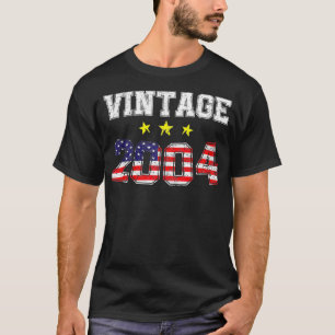 Vintage 2004 20 Years Old American Flag Birthday 4 T-Shirt