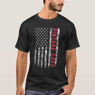 Vintage 2004 American Flag Camo 18 Years Old 18th  T-Shirt