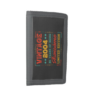 Vintage 2004 Made in 2004 20th Birthday 20 Years Tri-fold Wallet