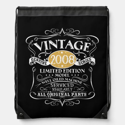 Vintage 2008 14th Birthday Gift Men Women Drawstring Bag