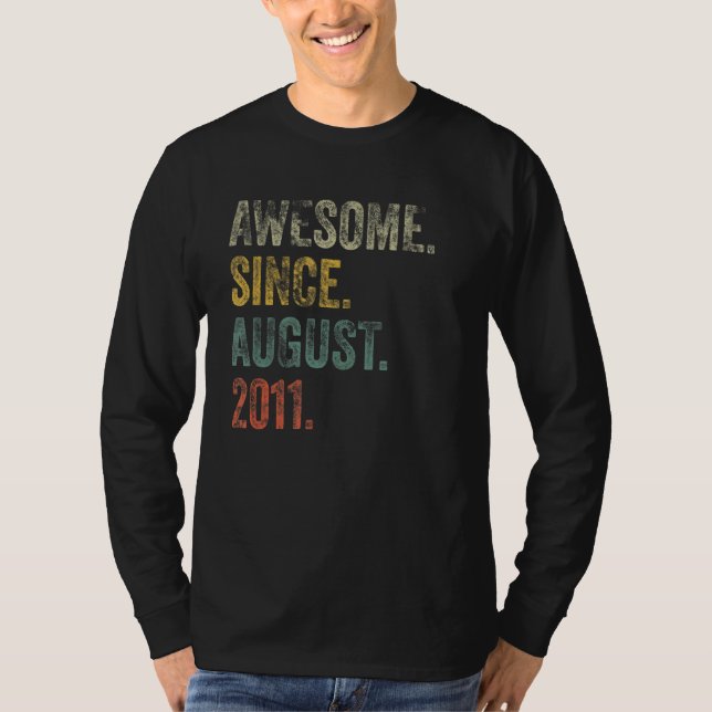 Vintage 2011 11th Birthday Awesome Since August 20 T-Shirt (Front)
