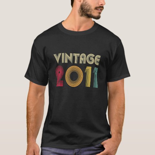 Vintage 2011 12th Birthday Gift Men Women Retro 12 T_Shirt