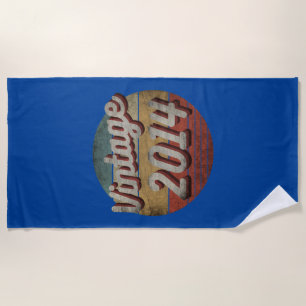 VINTAGE 2014 MEN WOMEN BIRTHDAY GIFT BEACH TOWEL