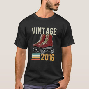 Vintage 2016 Roller Skate 6th Birthday 6 Year Old T-Shirt