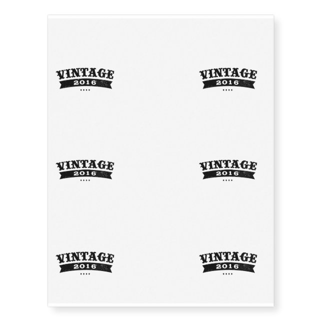 "Vintage 2016" Temporary Tattoos (Front)