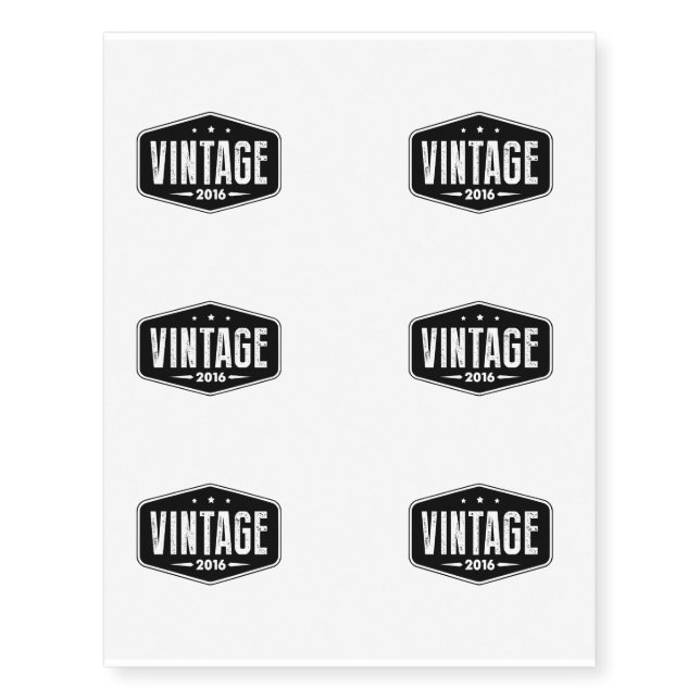 "Vintage 2016" Temporary Tattoos (Front)