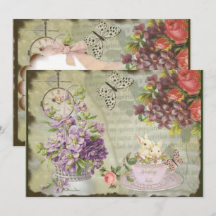 Vintage 2017 Decoupage Romantic Invitation