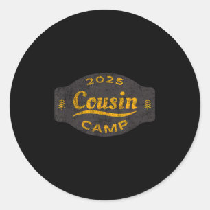 Vintage 2025 Cousin Camp Logo - Fun Summer Family  Classic Round Sticker