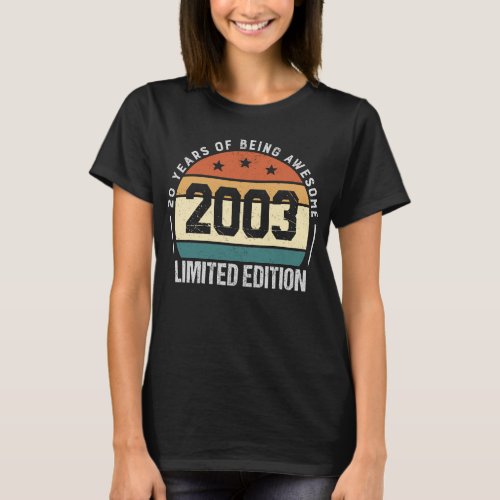 Vintage 20 Year Old Birthday Gifts 2003 Retro 20th T_Shirt