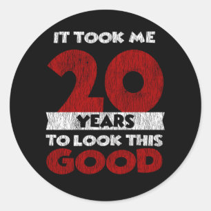 Vintage 20 Years Old Funny 20th Birthday Gift Classic Round Sticker