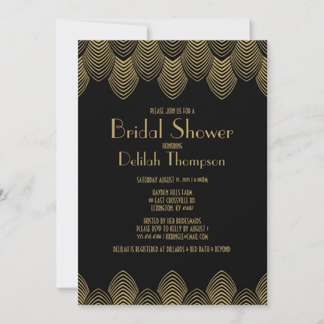 Vintage 20's Art Deco Bridal Shower Invitation (Front)