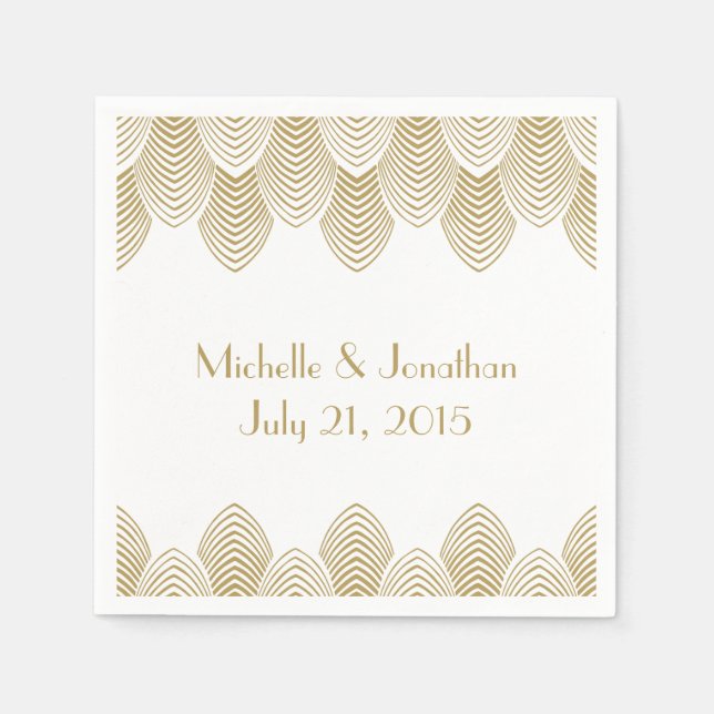 Vintage 20's Art Deco Scallop Wedding Napkin (Front)