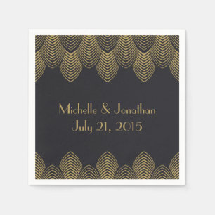 Vintage 20's Art Deco Scallop Wedding Napkin Gray