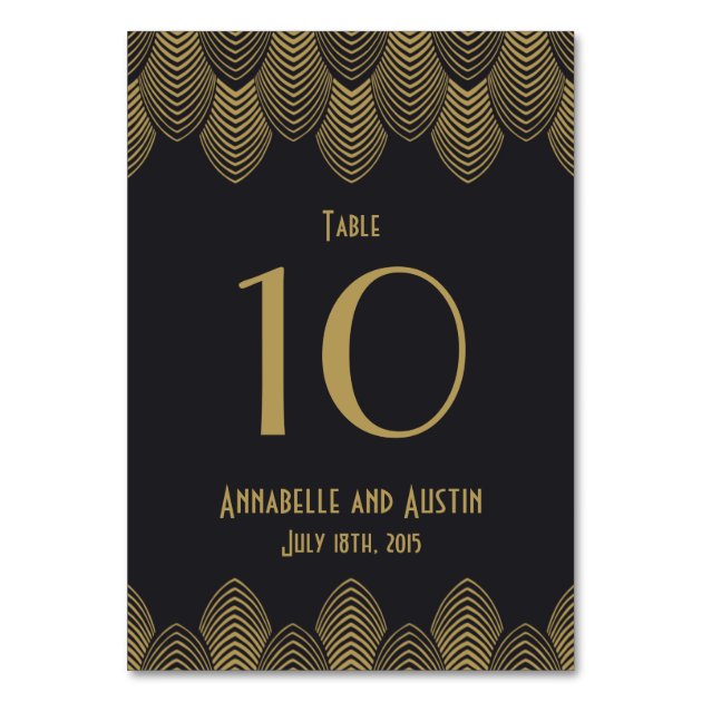 Vintage 20's Art Deco Scallop Wedding Table Number Card
