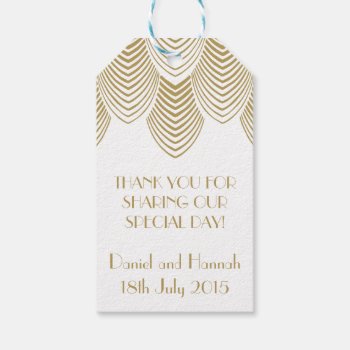 Vintage 20's Art Deco Scallop White Gold Gift Tag by ModernMatrimony at Zazzle