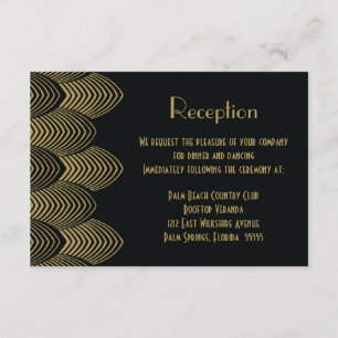Vintage 20's Art Deco Scalloped Wedding Reception Enclosure Card