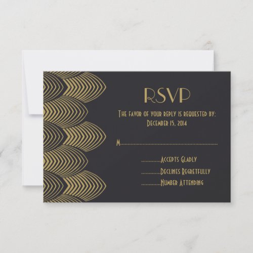 Vintage 20's Art Deco Scalloped Wedding RSVP card