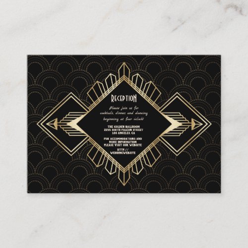 Vintage 20s Gold Black Great Gatsby Details Enclosure Card