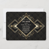 Vintage 20s Gold Black Great Gatsby Sweet Sixteen Invitation (Front)