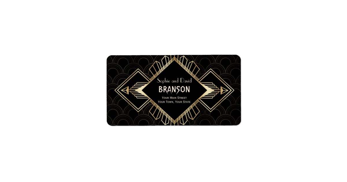 Vintage 20s Gold Black Great Gatsby Wedding Label | Zazzle.com