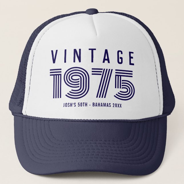Vintage 20th 30th 40th 50th 60th Birthday Party Trucker Hat (Front)