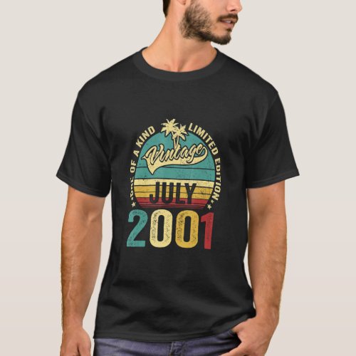 Vintage 21 Years Old July 2001 Decorations 21st Bi T_Shirt