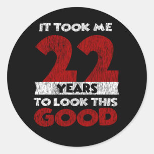 Vintage 22 Years Old Funny 22nd Birthday Gift Classic Round Sticker