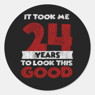 Vintage 24 Years Old Funny 24th Birthday Gift Classic Round Sticker