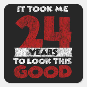 Vintage 24 Years Old Funny 24th Birthday Gift Square Sticker