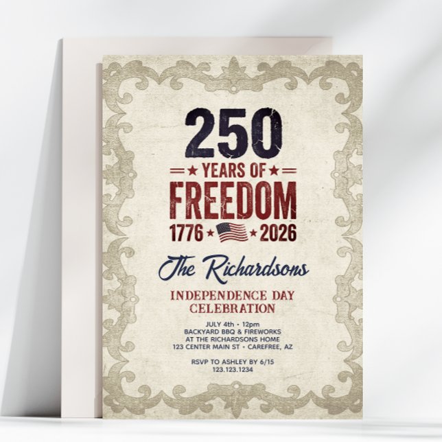 Vintage 250th Anniversary Independence Day Invitation (Creator Uploaded)