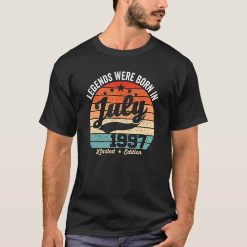 Vintage 25th Birthday Legends Were Born In July 19 T_Shirt